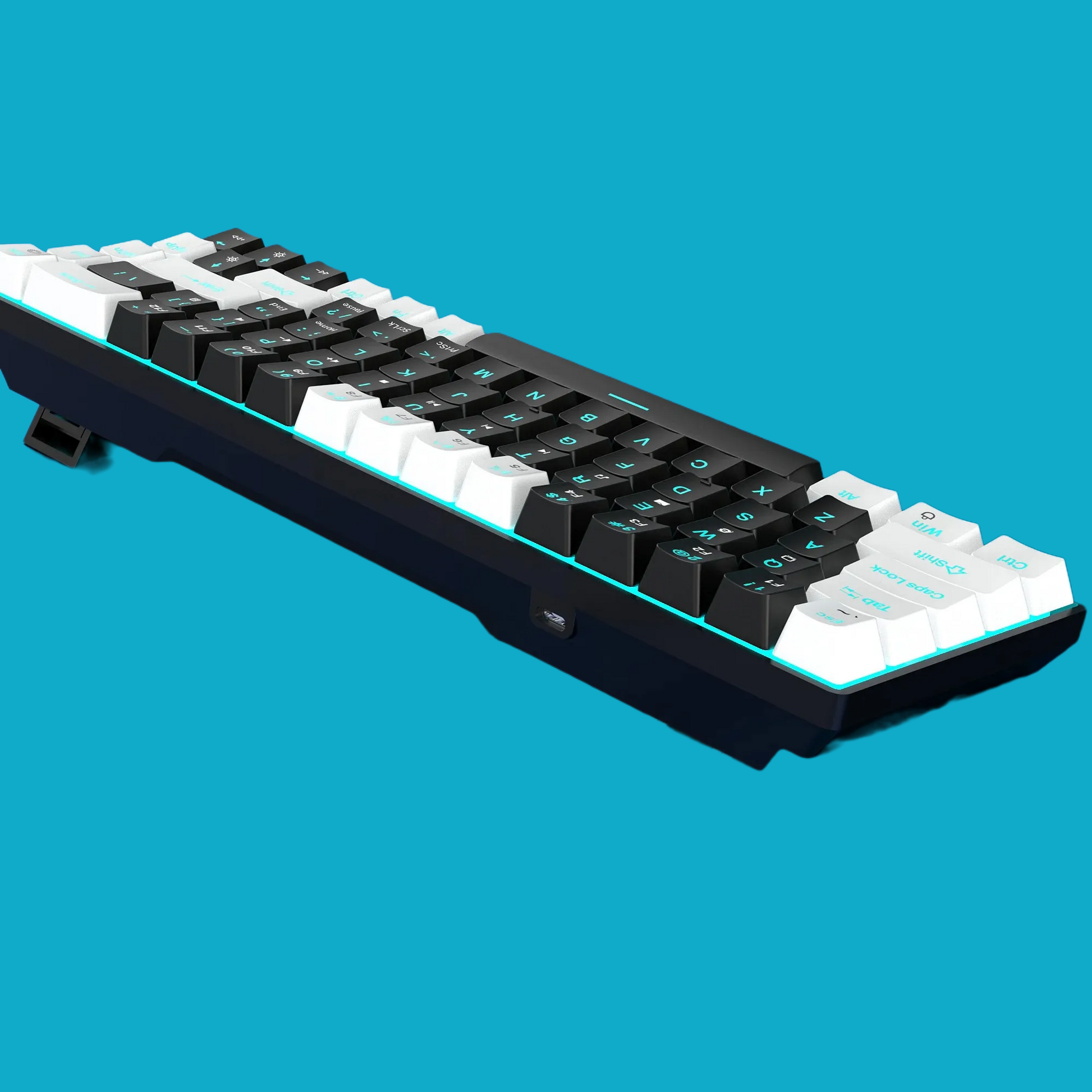 BRG - V800 Blue Switch Hot-Swappable Mechanical Gaming Keyboard - 68 Keys, Ice Blue Backlighting, Detachable Cable, Dual-Color Keycaps, Compatible with Windows, Mac & Linux - Broccoli Gaming