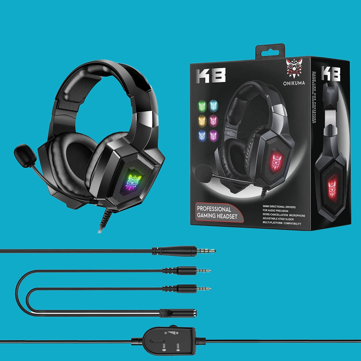 BRG - Gaming Headset with RGB, HD Mic, Surround Sound, and Wired Over-Ear Design for PC & Xbox - Broccoli Gaming